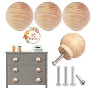 EureKaEr 12 pomelli per mobili in legno, 40 x 30 mm, bottoni rotondi in legno, per cassettiera, maniglie per mobili in legno, maniglie per mobili da cucina, maniglie in legno