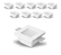 Eurekaled® - 10pz Portafaretto in Gesso CERAMICO da Incasso Quadrato con Vetro per Controsoffitti per GU10 e MR16 Cod.1264