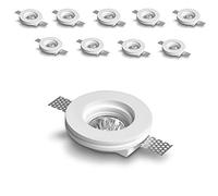 Eurekaled® - 10pz Portafaretto Tondo in Gesso CERAMICO da Incasso per GU10 e MR16 in cartongesso cod. PF1233