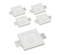 Eurekaled - 5 pezzi Portafaretto da Incasso in Gesso CERAMICO Quadrato slim con Vetro per cartongesso per GU10 12x12x3cm - A scomparsa totale C13