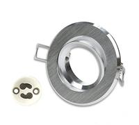 Eurekaled - Portafaretto da Incasso Tondo Orientabile Alluminio Spazzolato, per Faretto GU10 e MR16, Foro di Incasso 75mm, Diametro 85mm. cod. 244810