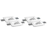 Eurekaled® - Portafaretto in Gesso CERAMICO da Incasso Quadrato Slim per Controsoffitti COD.PF1240 (Confezione da 4)