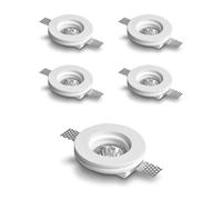 Eurekaled - Portafaretto Tondo in Gesso CERAMICO da Incasso per GU10 e MR16 in cartongesso (5 pezzi)