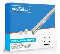 Eurekaled - Profilo alluminio calpestabile 2MT per strip led - Da incasso su pavimento - Copertura Opaca Rinforzata COD. SP17