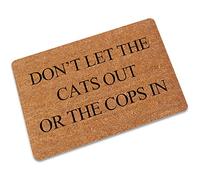 Eureya Don't Let The Cats Out Or The Cops in Funny Welcome Zerbino antiscivolo, 40 x 60 cm