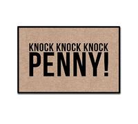 Eureya Knock Knock Knock Penny! Divertente zerbino per ingresso, zerbino interno/esterno, tappetino in gomma per soggiorno, decorazione per la casa, 45 x 75 cm