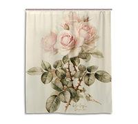 Eureya Tenda da doccia vintage shabby chic rosa 172 x 180 cm, resistente alla muffa e impermeabile in poliestere decorazione tenda da bagno