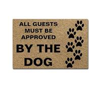 Eureya Zerbino all Guests Must Be Approved by The Dog per Interno/Esterno Cucina tappeti Welcome, Tappetino in Gomma Home Decor 45 x 75 cm