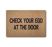 Eureya - Zerbino con Scritta in Lingua Inglese Check Your Ego at The Door, per Soggiorno, Cucina, Decorazione per la casa, 40 x 60 cm