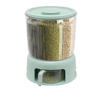 EurHomePlus Dispenser per cereali, 6 in 1, trasparente, girevole a 360 gradi, con coperchio, per cucina, grande (verde)