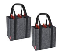 Eurhomewit 2Pcs Borsa per Bottiglie Vino Acqua in Feltro, 6 Scomparti Borse Porta Vino Portabottiglie, Borsa Trasporto per Vino Bottiglie in Vetro 1,5 litri, Riutilizzabile - Nero