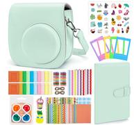 Eurhomewit Accessori Fotocamera per Instax Mini 12 Fotocamera Istantanea, Custodia Instax Mini 12 / Album/Cornici/Filtro/Adesivo per Cartoni Animati/Adesivo per Bordi e Angoli -Verde Menta