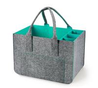 Eurhomewit Borsa in Feltro con Scomparto per Bottiglie, Cestino Pieghevole per la Borsa Shopper in Feltro/Borsa per Bottiglie/Borsa per Legna da Ardere (Turchese/1 Pezzo)