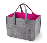 Eurhomewit Borsa in Feltro con Scomparto per Bottiglie, Cestino Pieghevole per la Borsa Shopper in Feltro/Borsa per Bottiglie/Borsa per Legna da Ardere (Magenta/1 Pezzo)