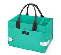 Eurhomewit Cestino per la spesa, in feltro, con scomparti, in feltro, grande 30 l, pieghevole, per legna, per vestiti, giocattoli, colore: turchese e grigio scuro/1 pezzo