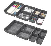 Eurhomewit Organizer Cassetti Ufficio Scrivania 14 Pezzi Nero, Scatole Stoccaggio Sentito, Divisori Cassetti Versatili Contenitori per per Ufficio,Trucco