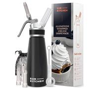 EurKitchen Sifone da Cucina per Panna Montata in Alluminio - Sifone Panna Professionale Anti Perdite - con 3 Punte Decorative e Spazzola per Pulizia - Montapanna da 500 ml - Cartucce N2O Non Incluse