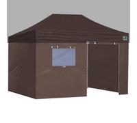 Eurmax Pareti con cerniera completa per tenda a baldacchino facile da aprire, kit con parete laterale con finestra a rullo in rete e porta solo 4 pareti, telaio e parte superiore non inclusi (cacao)