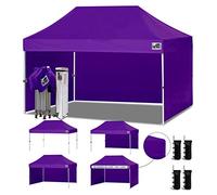 Eurmax Tenda a baldacchino pop-up con 4 pareti laterali rimovibili con cerniera e borsa a rullo, 4 sacchi di sabbia (viola)