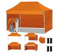 Eurmax Tenda a baldacchino pop-up con 4 pareti laterali rimovibili con cerniera e borsa a rullo, 4 sacchi di sabbia (arancione)