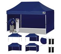 Eurmax Tenda a baldacchino pop-up con 4 pareti laterali rimovibili con cerniera e borsa a rullo, 4 sacchi di sabbia (blu navy)
