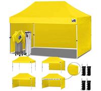 Eurmax Tenda a baldacchino pop-up con 4 pareti laterali rimovibili con cerniera e borsa a rullo, 4 sacchi di sabbia (giallo)