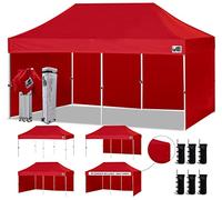 Eurmax Tenda a baldacchino pop-up con 4 pareti laterali rimovibili con cerniera e borsa a rullo, 6 sacchi di sabbia (rosso)