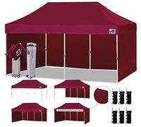 Eurmax Tenda a baldacchino pop-up con 4 pareti laterali rimovibili con cerniera e borsa a rullo, 6 sacchi di sabbia (bordeaux)