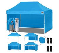 Eurmax Tenda a baldacchino pop-up da 3,4 x 4,5 m, con 4 pareti laterali rimovibili con cerniera e borsa a rullo, 4 sacchi di sabbia (celeste)