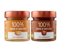 Euro Company MIX Creme Spalmabili 100% Arachidi e 100% Nocciole - 2 Vasetti da 175g - Solo 1 Ingrediente - Creme Pure di Frutta Secca - Totale 350g
