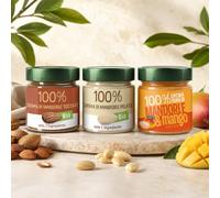 Euro Company TRIS Creme Spalmabili - Mandorle Tostate, Mandorle Pelate e Mandorle & Mango - Assortimento di Creme di Frutta Secca - 3 Vasetti da 175g