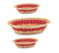 EURO ITALIA 3 X CESTO OVALE ROSSO Cesti vimini per confezione regalo natalizio vuoto 3 PEZZI grandi cm 49x36x12