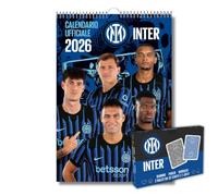 EURO PUBLISHING: Calendario Verticale Inter 2026+ Carte da Gioco Inter - Poker - Burraco - Ramino (2 mazzi: 52 carte per mazzo + 2 jolly) - Prodotto Ufficiale - cm 29x42