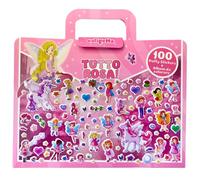 EURO PUBLISHING Valigetta Puffy Stickers Tutto Rosa - cm 25,5x18,5 (include 1 album da colorare +100 puffy stickers attacca e stacca)
