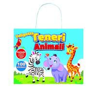 EURO PUBLISHING Valigetta Teneri animali - cm 26,5x21,5 (include 2 libri da colorare+1 sticker book+100 stickers attacca e stacca)