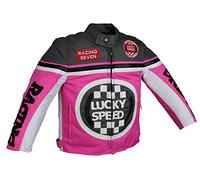 Euro Stars Giacca da motociclista per bambini, giacca da moto, giacca in tessuto per bambini, giacca da motociclista, giacca da corsa, nero, Rosa caramella, M