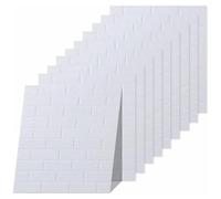 Euro Tische 10 pannelli da parete in effetto mattone 3D, 77 x 70 x 0,5 cm, autoadesivi, colore bianco