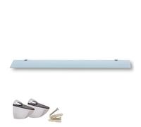 Euro Tische Mensola da Parete in Vetro 100x17.8cm, per Bagno e Doccia, con Vetro di Sicurezza Temperato 6mm, Varie Misure (Bianco)