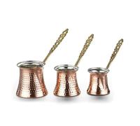 Euro Tische Teiera turca in rame, di alta qualità, fatta a mano, per caffè turco arabo e greco (3 x 120 ml, 200 ml, 290 ml)