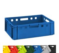 Eurobox - Cassetta portacarne E2, blu, 60 x 40 x 20 cm, robusta scatola | Adatto per uso alimentare, prodotto in Germania, scatola per macelleria, scatola di stoccaggio, plastica robusta
