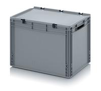 Eurobox | Contenitore con manici aperti e coperchio a cerniera, 60 x 40 x 43,5 cm