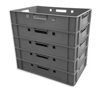 Eurobox - Set di 5 scatole per macellaio, 60 x 40 x 12,5 cm, stabile per alimenti (grigio)