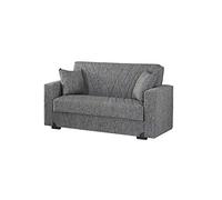 Eurobrico Divano Letto MALI con cassettone e sistema Clic Clac in tessuto Keten colore Grigio (2 POSTI - L152 x H83 x P74.)