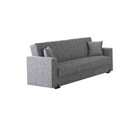 Eurobrico Divano Letto MALI con cassettone e sistema Clic Clac in tessuto Keten colore Grigio (3 POSTI - L212 x H83 x P74.)