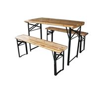 Eurobrico SET BIRRERIA Tavolo con due Panche in Legno pieghevoli per giardino - 200 x 70 cm