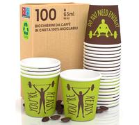 Eurocali 100 Bicchierini in Carta da caffè 65ml ReadyCUP Bicchieri Ecologici Biodegradabili Monouso Piccoli Asporto Bevande Calde