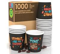Eurocali 1000 Bicchierini in Carta da caffè 65ml StrongLifeCUP - Bicchieri Ecologici Biodegradabili Monouso Piccoli Asporto Bevande Calde
