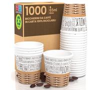 Eurocali 1000 Bicchierini in Carta da caffè 65ml SweetCUP - Bicchieri Ecologici Biodegradabili Monouso Piccoli Asporto Bevande Calde