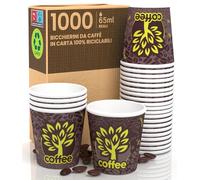 Eurocali 1000 Bicchierini in Carta per caffè 65ml Brown Forest - Bicchieri Ecologici Biodegradabili Monouso Piccoli Asporto Bevande Calde
