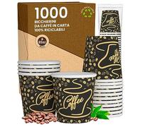 Eurocali 1000 Bicchierini in Carta per Caffè 65ml CoffeeGoldCUP Bicchieri Ecologici & Biodegradabili Monouso Piccoli Asporto Bevande Calde